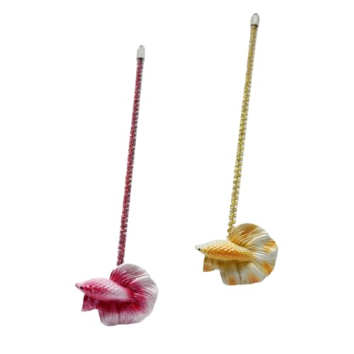 khanoqq Interaktives Betta-Fisch-Flare-Stick-Spielzeug für Betta-Tanks – simuliertes Betta-Trainings-Spielzeug für Betta-Farbwachstum und gutes Verhalten, 2 Stück von khanoqq