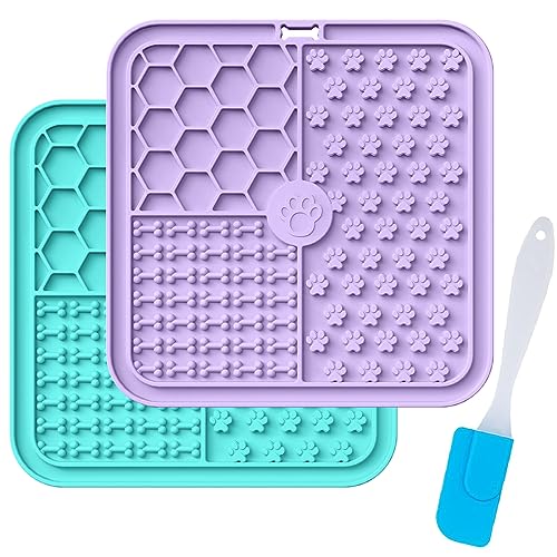 Licky Mats für Hunde und Katzen, Premium Leckmatten mit Saugnäpfen für Hunde Angstlinderung, Hunde Leckmatten zum Baden, Pflegen und Training, 2 Pack mit 1 Spatel Licky Mats für Hunde und Katzen, Premium Leckmatten mit Saugnäpfen für Hunde Angstlinderung, Hunde Leckmatten zum Baden, Pflegen und Training, 2 Pack mit 1 Spatel von khlerox