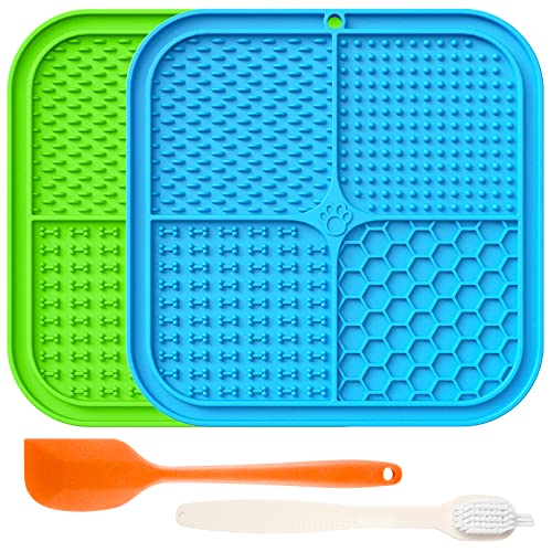Licky Mats für Hunde und Katzen, Premium Leckmatten mit Saugnäpfen für Hunde Angstlinderung, Hunde Leckmatte zum Baden, Pflegen und Training (Blau und Grün, Groß) von khlerox