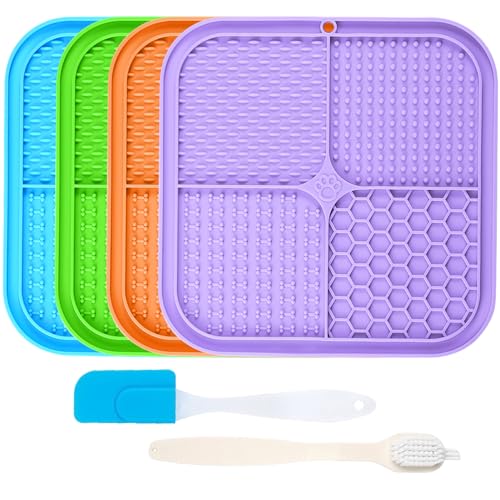 Schleckmatte Hund, Premium Leckmatte Hund mit Saugnapf für Linderung von Hundeangst, Leckmatte für Hunde für Baden, Pflegen und Training für Welpen (Leckmatte-4pcs, Groß) von khlerox