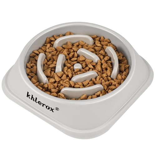 Slow Feeder Hundenäpfe, 1er-Pack, rutschfeste Futternäpfe, Anti-Erstickungs- und interaktiver Blähungsstopp-Hundenäpfe für kleine und mittelgroße Hunde und Katzen (Grau) von khlerox