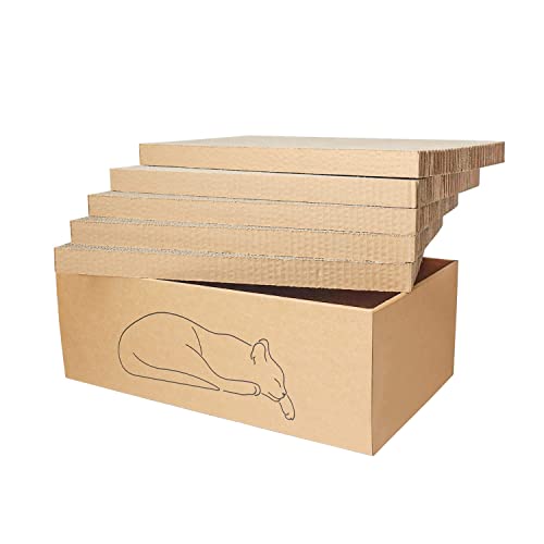 5 Packungen in 1 Katzenkratzpad mit Box für Indoor-Katzen, größere Größe, langlebig, recycelbar, wendbar, Karton, Kratzpad zum Ausruhen, Krallenschleifen und Spielen mit Box 5 Packungen in 1 Katzenkratzpad mit Box für Indoor-Katzen, größere Größe, langlebig, recycelbar, wendbar, Karton, Kratzpad zum Ausruhen, Krallenschleifen und Spielen mit Box von kidding pets