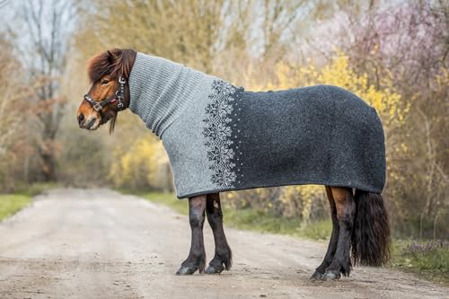 Isländer Abschwitzdecke mit Rollkragen - isländische Schurwolle (Muster Ás Grau) von kidka