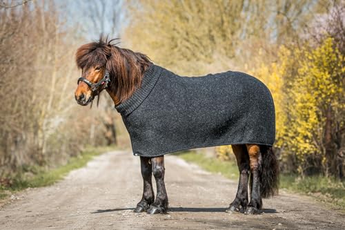 Isländer Abschwitzdecke mit Rollkragen - isländische Schurwolle (Schwarz) von kidka
