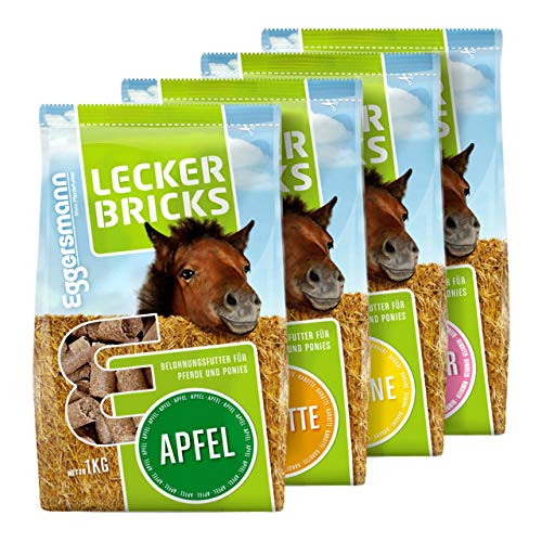 Eggersmann - Lecker Bricks 4er Set - Karotte, Apfel, Banane, Himbeer von Eggersmann Mein Pferdefutter