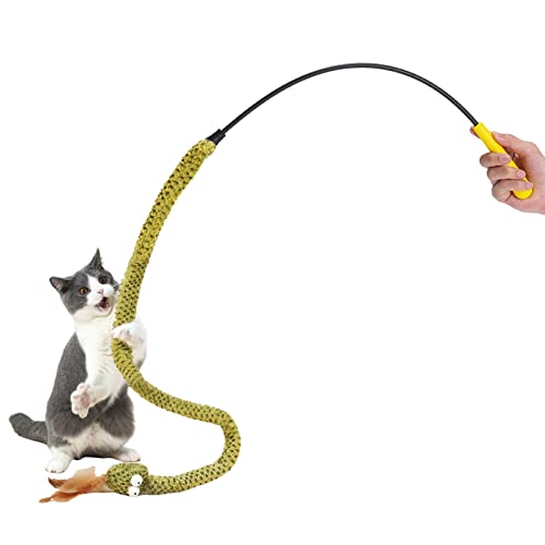 Cat Toys for Indoor Cats, Interactive Snake Cat Feathers Toys, Long Extended Teaser Stick Cat Toys, Interactive Plush Snake Toy for Cat Kitten Kink-au von kink-au