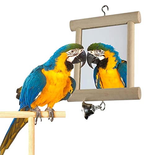 Holz Vogel Spiegel Spielzeug, Massivholz Vogel Spielzeug Doppelseitiger Spiegel | Interaktives Spielspielzeug Vogelkäfig Zubehör Kink-au von kink-au