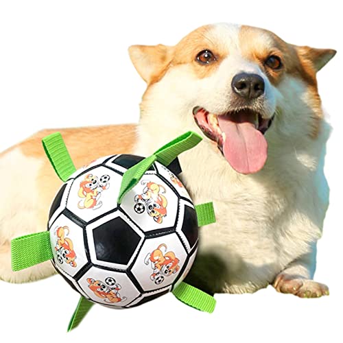 Interaktiver Hunde-Fußball, interaktive Hundebälle – verbessertes interaktives Hundespielzeug zum Tauziehen, Hundespielzeug, Chuck it Bälle, sauberer Hüpfball, Fußball für Hunde zum Apportieren und von kink-au