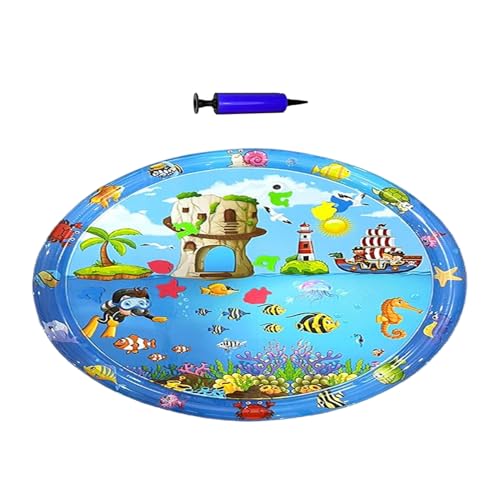kinrguiyuez Kühlmatte für Haustiere, kratzfeste Welpen-Kühlmatte, 100 x 100 cm, aufblasbares Haustier-Eiskissen mit Pumpe, interaktives sensorisches Spielzeug für heißes Wetter, Reisen, Auto, Garten von kinrguiyuez