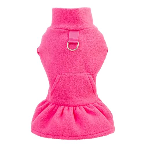 kiskick Ärmelloses Haustierkleid, Herbst, Winter, D-förmiger Ring, plissierter Saum, einfarbig, dickes Fleece, zweibeinig, für kleine, mittelgroße Hunde, Welpen, Kleidung, Rosenrot, Größe S kiskick Ärmelloses Haustierkleid, Herbst, Winter, D-förmiger Ring, plissierter Saum, einfarbig, dickes Fleece, zweibeinig, für kleine, mittelgroße Hunde, Welpen, Kleidung, Rosenrot, Größe S von kiskick