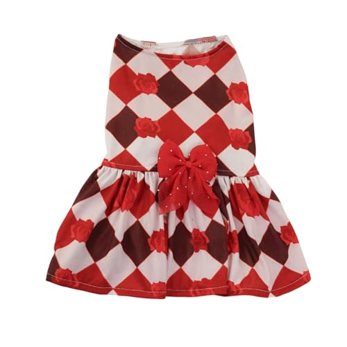 kiskick Bedrucktes Haustier-Outfit, elastische Taille, Kleid, modische karierte Schleife, für weiche, bequeme Hunde, Katzen, atmungsaktiv, Katze, Prinzessin, Rot, Größe XL kiskick Bedrucktes Haustier-Outfit, elastische Taille, Kleid, modische karierte Schleife, für weiche, bequeme Hunde, Katzen, atmungsaktiv, Katze, Prinzessin, Rot, Größe XL von kiskick