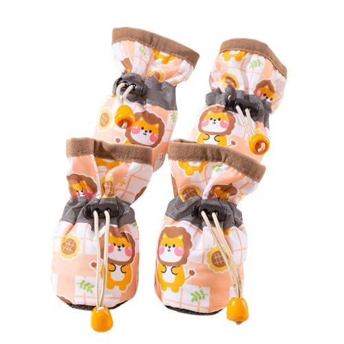 kiskick Bequeme Hundepfoten-Schuhe für Traktionsschutz, rutschfeste Stiefel mit flexibler Sohle, weiche Fleece-Polsterung, winddicht, Kordelzug-Design, ideales helles Khaki, Größe M, 4 Stück kiskick Bequeme Hundepfoten-Schuhe für Traktionsschutz, rutschfeste Stiefel mit flexibler Sohle, weiche Fleece-Polsterung, winddicht, Kordelzug-Design, ideales helles Khaki, Größe M, 4 Stück von kiskick