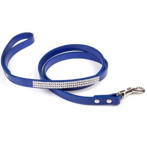 kiskick Diamant-Dekorationsleine, niedliche Haustier-Leine, Haustier-Hundeleine mit funkelndem Strass-Design, bequeme Kunstleder-Leine, Blau, Größe S kiskick Diamant-Dekorationsleine, niedliche Haustier-Leine, Haustier-Hundeleine mit funkelndem Strass-Design, bequeme Kunstleder-Leine, Blau, Größe S von kiskick