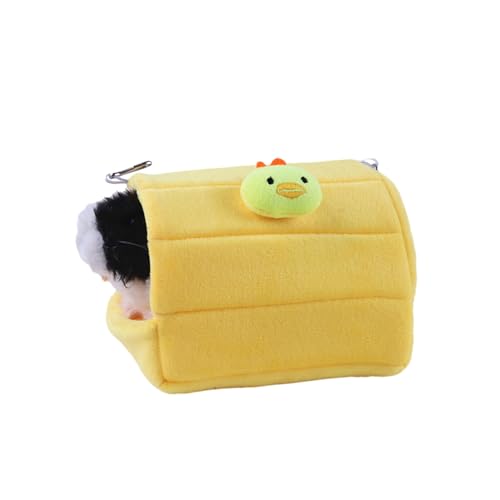 kiskick Hamsternest mit Cartoon-Thema, mit Haken zum Aufhängen, weich, gemütlich, halb geschlossenes Bett für kleine Haustiere, lebendige Farben, perfekt für Herbst und Winter, leuchtendes Gelb, Größe kiskick Hamsternest mit Cartoon-Thema, mit Haken zum Aufhängen, weich, gemütlich, halb geschlossenes Bett für kleine Haustiere, lebendige Farben, perfekt für Herbst und Winter, leuchtendes Gelb, Größe von kiskick