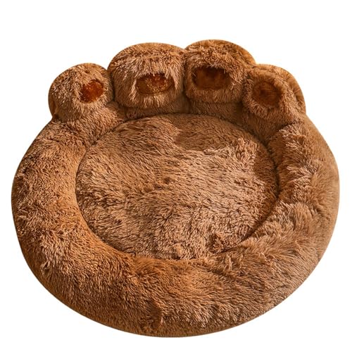 kiskick Haustierbett, Premium-Baumwollfüllung, warme Plüschoberfläche, Pfotenform, bequem, rutschfest, flauschig, für Katze und Hund, 60 cm, Braun kiskick Haustierbett, Premium-Baumwollfüllung, warme Plüschoberfläche, Pfotenform, bequem, rutschfest, flauschig, für Katze und Hund, 60 cm, Braun von kiskick