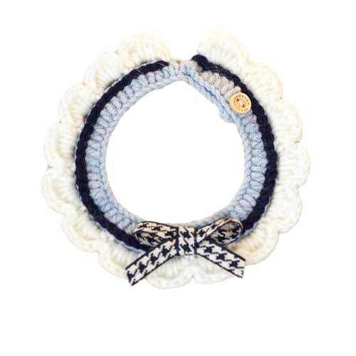 kiskick Haustierhalsband mit bezaubernder Schleifenverzierung, niedliche dreidimensionale Dekoration, handgestrickte Katzenknopf-Design, weich, bequem, Halskette für Blau, Größe XS kiskick Haustierhalsband mit bezaubernder Schleifenverzierung, niedliche dreidimensionale Dekoration, handgestrickte Katzenknopf-Design, weich, bequem, Halskette für Blau, Größe XS von kiskick
