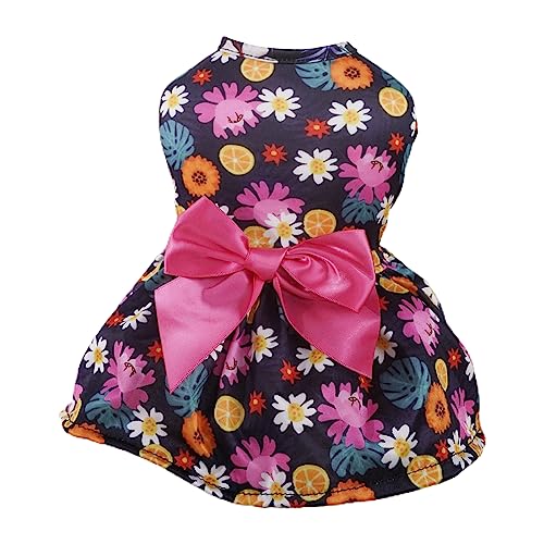 kiskick Haustierkleid, Frühling, Sommer, atmungsaktive Kleider, weich, große Schleife, modischer Druck, bequem, Hawaii-Design, Foto-Requisite, Polyester, Prinzessinnen-Stil, Hundekleid, Frühlingsv von kiskick