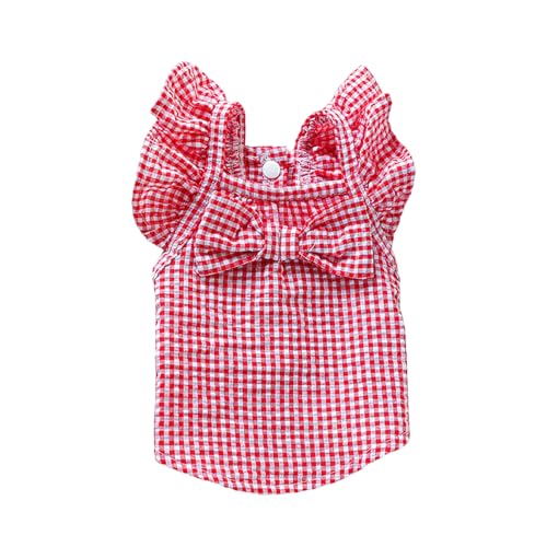 kiskick Hundekleid mit Rüschenärmeln, Haustierdruck mit Schleife, bequem, langlebig, waschbar, klassischer Stil, Rot, Größe L kiskick Hundekleid mit Rüschenärmeln, Haustierdruck mit Schleife, bequem, langlebig, waschbar, klassischer Stil, Rot, Größe L von kiskick