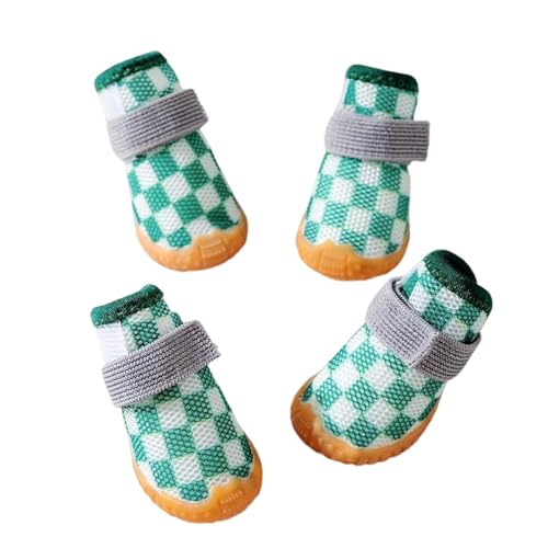 kiskick Hundeschuhe aus weichem Material, rutschfest, 4 Stück, Verschlussband, verstellbar, Haustierpfotenschutz, atmungsaktiv, bequem, Grün, Größe M kiskick Hundeschuhe aus weichem Material, rutschfest, 4 Stück, Verschlussband, verstellbar, Haustierpfotenschutz, atmungsaktiv, bequem, Grün, Größe M von kiskick