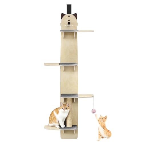 kiskick Katzenregal zum Aufhängen, 4 Etagen über den Türen, Kätzchenregal, Tür-Hängeregale mit Kratzbaum, Pads, Katzenball, mehrstufiger Katzenbaumturm, 170 cm kiskick Katzenregal zum Aufhängen, 4 Etagen über den Türen, Kätzchenregal, Tür-Hängeregale mit Kratzbaum, Pads, Katzenball, mehrstufiger Katzenbaumturm, 170 cm von kiskick
