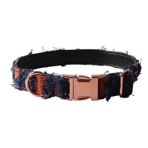kiskick Langlebiges Haustierhalsband, Retro-Denim-Hund mit Quaste, Dekor, bequem, verstellbar, kariert, Nackenband, langlebig, verschleißfest, exquisites Orange, Größe M kiskick Langlebiges Haustierhalsband, Retro-Denim-Hund mit Quaste, Dekor, bequem, verstellbar, kariert, Nackenband, langlebig, verschleißfest, exquisites Orange, Größe M von kiskick