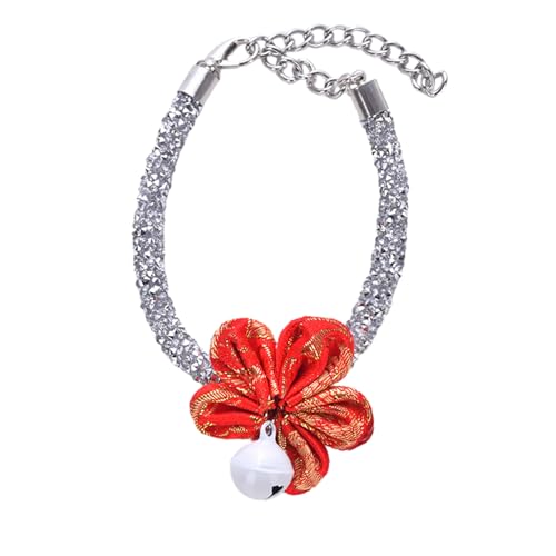 kiskick Langlebiges Haustierhalsband, luxuriöses Strass-Halsband für Katzen, Dekoration mit Blumenglocke, verstellbare Länge, Zubehör für Welpen und Katzen, Silber Meter kiskick Langlebiges Haustierhalsband, luxuriöses Strass-Halsband für Katzen, Dekoration mit Blumenglocke, verstellbare Länge, Zubehör für Welpen und Katzen, Silber Meter von kiskick