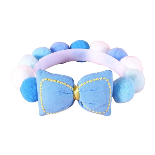 kiskick Langlebiges Haustierhalsband, modisch, bunt, langlebig, mit Fellkugelschleifen, weiches Katzenhalsband, elegante Hunde-Halskette, Blau, Größe L von kiskick