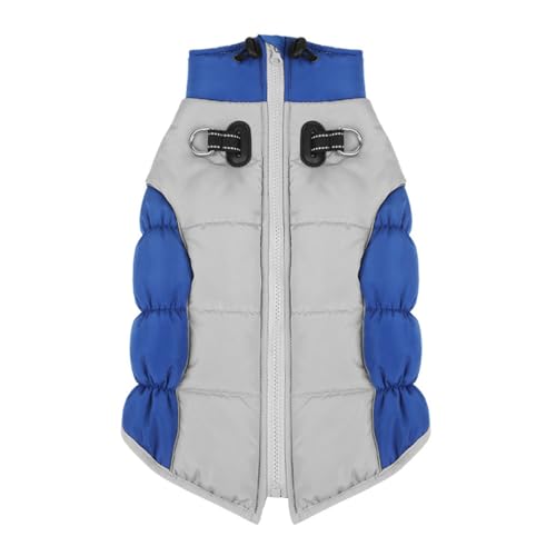 kiskick Warme Bequeme Haustierkleidung Winddichte Haustierkleidung Reflektierende Hund Wintermantel Hoher Kragen Verstellbarer Hals Schneeschutz 2-beinige Hundejacke Blau 4XL von kiskick
