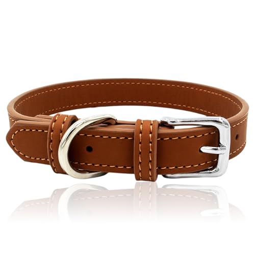 1 Stück Verstellbare Leder Hundehalsband, Hunde Halsband mit robuster Metallschnalle für Mittlere Kleine Hunde, Strapazierfähiges Hundehalsband aus Leder mit Verstellbarer, Braun, S 1 Stück Verstellbare Leder Hundehalsband, Hunde Halsband mit robuster Metallschnalle für Mittlere Kleine Hunde, Strapazierfähiges Hundehalsband aus Leder mit Verstellbarer, Braun, S von kitudaty