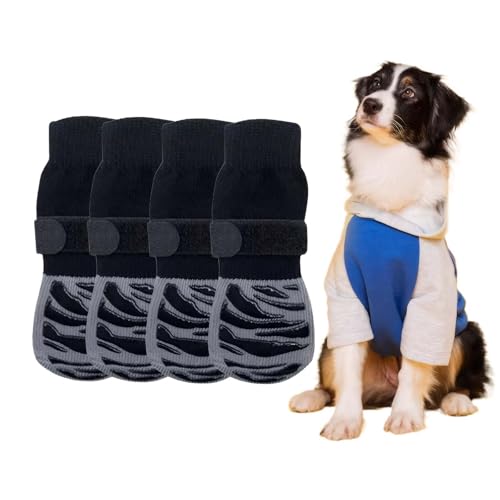 4 Stück praktische rutschfeste Hundestiefel – schwarz gestreifte Hundestiefel sind Hartholzboden, rutschfeste Pfotenschutzsocken, geeignet für heiße und kalte Straßenoberflächen, Indoor- und 4 Stück praktische rutschfeste Hundestiefel – schwarz gestreifte Hundestiefel sind Hartholzboden, rutschfeste Pfotenschutzsocken, geeignet für heiße und kalte Straßenoberflächen, Indoor- und von kitudaty