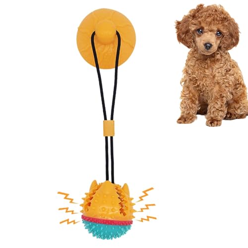 kivrimlarv Futterspender für Hunde, Gummi-Saugnapf, Futterspenderball – Anti-Biss-Leckerli-Spielzeug für Tauziehen, Zahnreinigung, Kauen von kivrimlarv