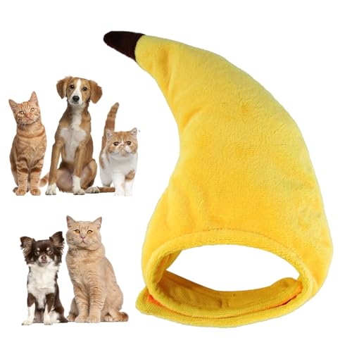 kivrimlarv Hunde-Bananen-Kostüm, entzückender Katzen-Halloween-Hut, weicher Bananenhut, verstellbare Haustierkostüme, kreatives Partygeschenk für Welpen, kleine Hunde, Cosplay von kivrimlarv
