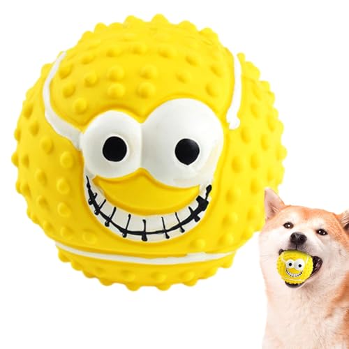 kivrimlarv Latex-Gesichtsball für Hunde, Latex-Bälle mit lächelndem Gesicht, bissfest, quietschend, für Welpen, Hunde, kleine Katzen und Kätzchen von kivrimlarv