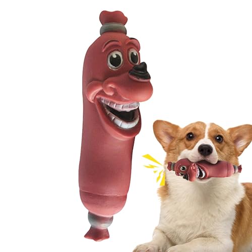 kivrimlarv Quietschendes, interaktives Hundespielzeug – Welpenzähne, Kauwurstspielzeug, robust, langlebig, interaktives Hundespielzeug für kleine, mittelgroße und große Hunde von kivrimlarv