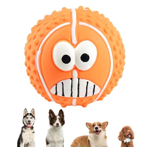 kivrimlarv Quietschendes Hundespielzeug, Gesichtsbälle, Quietschende Latex-Gesichtsbälle für Hunde, wiederverwendbar, lächelndes Gesicht, Hundewelpenspielzeug, quietschendes Spielzeug für kleine, von kivrimlarv