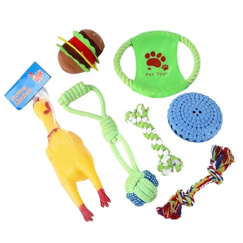 kivrimlarv Seile für Hunde | Hundekauspielzeug Zahnen Spielzeug | Seilspielzeug Hund Kauseil, Quietschendes Schreiendes Huhn, Zerrseil für kleine, mittelgroße & große Hunde von kivrimlarv