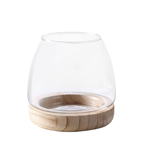 Glas-Terrarium-Behälter, transparente Glasvasen, Fischglasvasen, Glasvase, Stützboden, Fisch aus Holz mit Hydrokultur-Tank von kkiuop