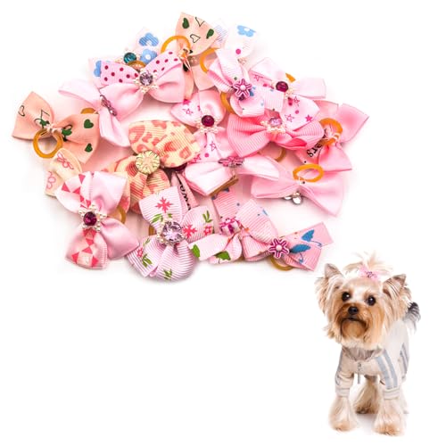 klahh 20 kleine Hundehaarschleifen mit Gummiband von klahh