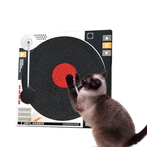 komsoup Katzenkratzbrett aus Pappe, Kratzbrett für Katzen, Klassisches Schallplatten-Kratzbrett für Kätzchen, Katzenkratzer aus Pappe mit Federschwingball, Katzenminze-Kratzbrett für Hauskatzen komsoup Katzenkratzbrett aus Pappe, Kratzbrett für Katzen, Klassisches Schallplatten-Kratzbrett für Kätzchen, Katzenkratzer aus Pappe mit Federschwingball, Katzenminze-Kratzbrett für Hauskatzen von komsoup