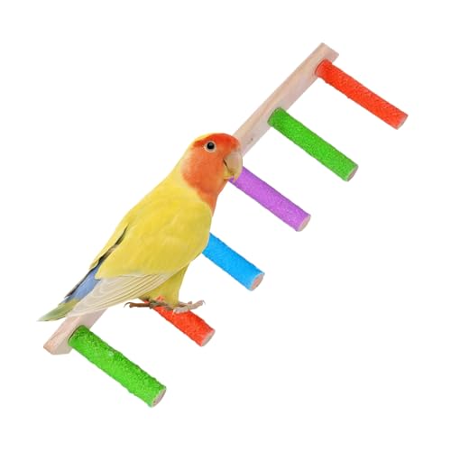 komsoup Vogelleiter Für Käfig | Schwingendes Vogelspielzeug Aus Naturholz Für Käfige,Multifunktionale Krallenpflege, Spielzeug Zur Unterhaltung Gegen Federpicken & Tägliche Bewegung von komsoup