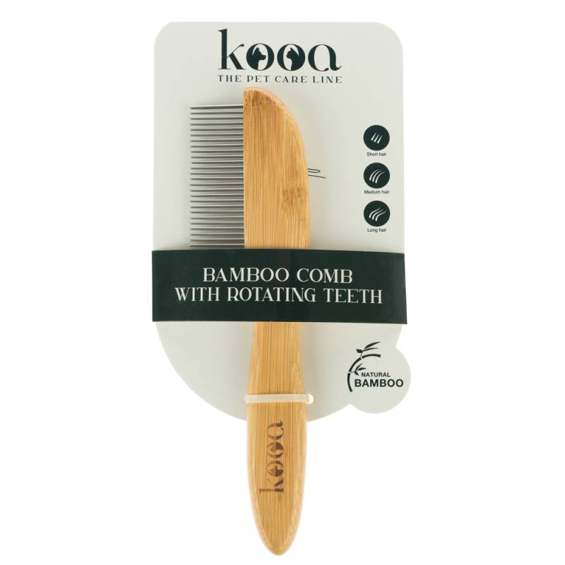 kooa Kamm aus Bambus mit rotierenden Zähnen -  L 21,5 x B 5,5 x H 1,5 cm von kooa
