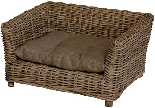 Hundekorb/Hundebett aus Natur Rattan mit Kissen/Großer Korb für Hunde (Größe L) Hundekorb/Hundebett aus Natur Rattan mit Kissen/Großer Korb für Hunde (Größe L) von Korb-Outlet