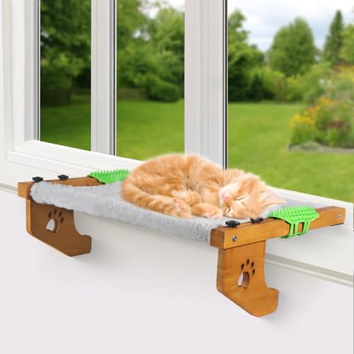 Kortenlie Katzenbank-Fensterstange, stabile Katzenhängematte, Fenstersitz mit Katzen-Selbstpfleger, Holz- und Metallrahmen für große Katzen, einfach zu verstellendes Katzenbett für Fensterbank Kortenlie Katzenbank-Fensterstange, stabile Katzenhängematte, Fenstersitz mit Katzen-Selbstpfleger, Holz- und Metallrahmen für große Katzen, einfach zu verstellendes Katzenbett für Fensterbank von kortenlie