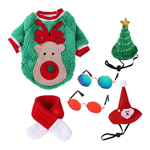 10 Stück Weihnachts-Rentier-Outfit für Katzen | kleine Winter-Katzen-Bekleidungsset mit Hüten, roter Schal, Weihnachtsfeier, Cosplay-Zubehör für Katzen, Haustiere Kot-au von kot-au