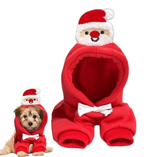 Hundepullover mit Mütze, niedliche Weihnachtskleidung mit rotem alten Mann auf Hut für kleine, mittelgroße Hunde, S L von kot-au