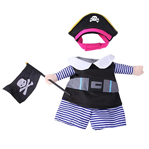 Piraten-Kostüm für Haustiere, tragbar, Karibik-Stil, Cosplay-Party-Anzug mit Hut, Halloween-Party-Bekleidung, Kleidung für Hunde und Katzen von kot-au