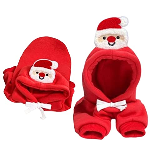 Welpenmantel, Haustier Welpe Hund Hoodie mit Hut, niedliche Weihnachtskleidung mit rotem alten Mann auf Hut für kleine mittelgroße Hunde, S L Kot-au von kot-au