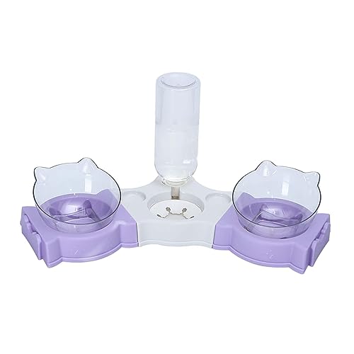 3-in-1 Katzennapf-Set, Futternäpfe für Haustiere, mit automatischem Wasserflaschen-Nackenschutz, Violett 3-in-1 Katzennapf-Set, Futternäpfe für Haustiere, mit automatischem Wasserflaschen-Nackenschutz, Violett von kowaku