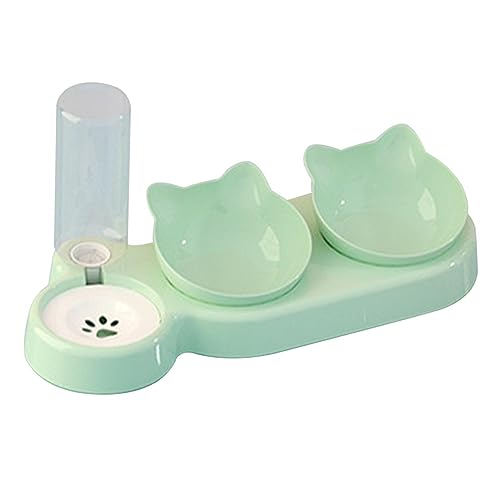 kowaku 3-in-1-Katzennapf-Set, Schüsseln, 15° geneigter Futterspender für Haustiere, Futternäpfe für Haustiere, zum Füttern von kleinen oder mittelgroßen, GRÜN von kowaku