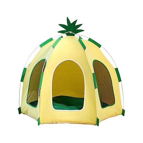 kowaku Ananas-Katzen-Hundezelt, Kätzchennest mit abnehmbarem Kissen, langlebiges, abnehmbares Aktivitätszentrum, für Camping, kowaku Ananas-Katzen-Hundezelt, Kätzchennest mit abnehmbarem Kissen, langlebiges, abnehmbares Aktivitätszentrum, für Camping, von kowaku
